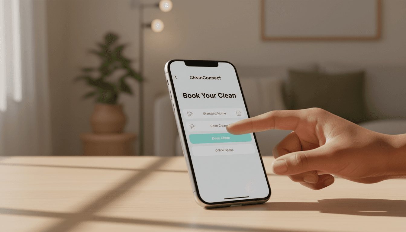 Browse and book cleaning services on Cleanconnect mobile app